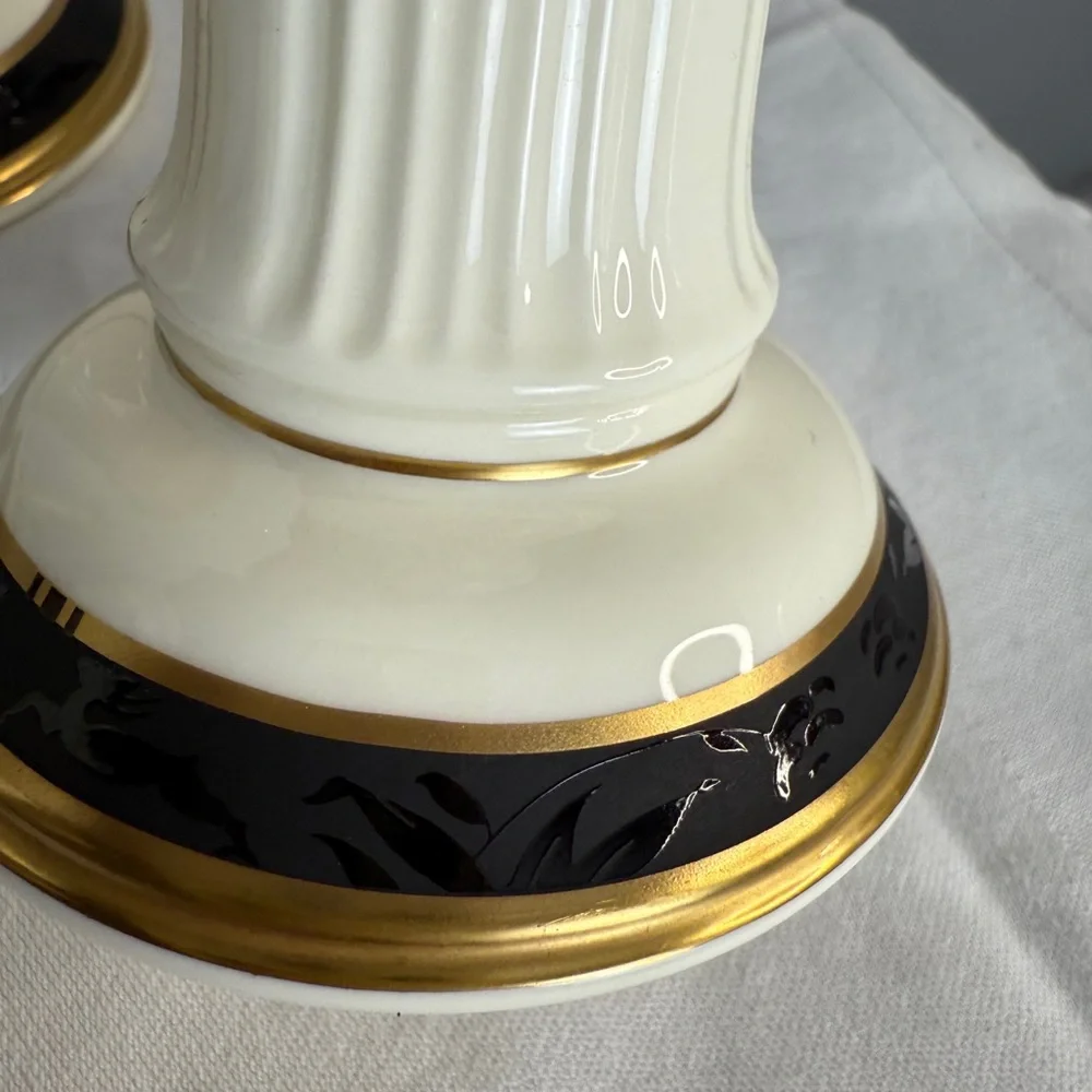 Pfaltzgraff Cream and Gold Candle Holders Set